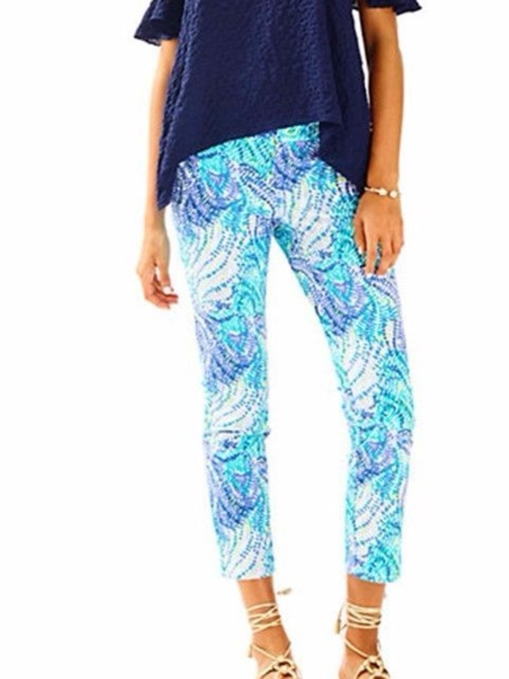 NWT Lilly Pulitzer SHANA STRETCH CROP PANT Blue Size 8